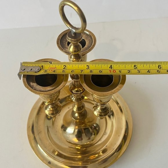 Vintage MCM Heavy Solid Brass Candelabra -m3 Candleholders and drip Tray - Picture 12 of 15